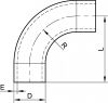 Coude à 90° avec parties droites non poli - Schéma