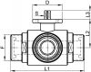 Vanne à boule avec platine ISO, 3 voies - Schéma