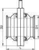 Vanne papillon bouts clamp - Ra = 0,8 µm - Schéma