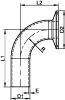 90º clamp / welding bend - stainless steel 316l (Schema)