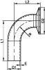 Coude 90º clamp / à souder (Schéma)