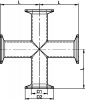 Clamp equal cross - stainless steel 316l (Schema)