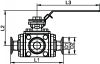 Clamp sanitary 3-way ball valve - stainless steel cf3m (Schema)
