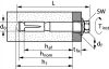 Safety bolt heavy duty anchor with hexagonal screw and washer - zinc plated steel (Schema)